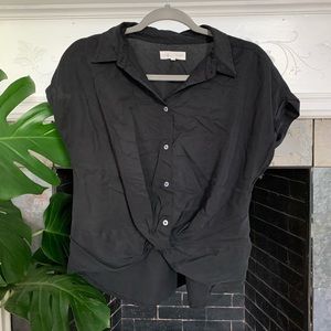 Lou & Grey for LOFT Black short sleeve blouse